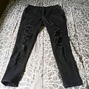 SO Curvy Jegging, black ripped jeans, 7/28 Waist